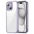 For iPhone 15 Plus PC Hybrid TPU Airbag Shockproof Phone Case(Transparent Purple) - 1