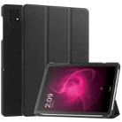 For T-Mobile REVVL Tab 5G Custer Texture 3-Fold Holder Leather Smart Tablet Case(Black) - 1