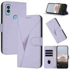 For Kyocera Android One S10 / S9 Triangle Pattern Buckle Clasp Leather Phone Case(Light Purple) - 1