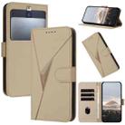 For Kyocera Basio 3 Triangle Pattern Buckle Clasp Leather Phone Case(Gold) - 1