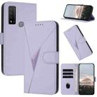 For TCL 20 R 5G Triangle Pattern Buckle Clasp Leather Phone Case(Light Purple) - 1
