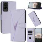 For TCL 50 LE Triangle Pattern Buckle Clasp Leather Phone Case(Light Purple) - 1