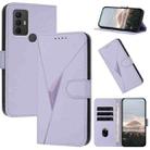 For TCL 305 / 306 / 30E / 30 SE Triangle Pattern Buckle Clasp Leather Phone Case(Light Purple) - 1