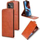 For Realme GT 7 5G Global Magnetic Vertical Flip Leather Phone Case with Buckle(Brown) - 1