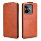 For Realme GT 7 5G Global Magnetic Vertical Flip Leather Phone Case with Buckle(Brown) - 2