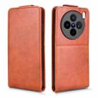 For vivo X200s 5G Magnetic Vertical Flip Leather Phone Case with Buckle(Brown) - 2