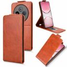 For vivo Y300 Pro 5G / iQOO Z10 5G India Magnetic Vertical Flip Leather Phone Case with Buckle(Brown) - 1