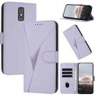 For ZTE Blade A32 Triangle Pattern Buckle Clasp Leather Phone Case(Light Purple) - 1