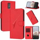 For ZTE Blade A32 Triangle Pattern Buckle Clasp Leather Phone Case(Red) - 1