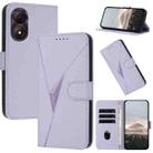For ZTE Blade A34 Triangle Pattern Buckle Clasp Leather Phone Case(Light Purple) - 1