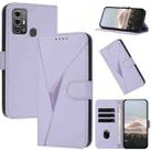For ZTE Blade A53 Pro Triangle Pattern Buckle Clasp Leather Phone Case(Light Purple) - 1