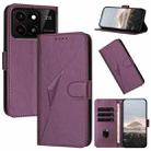 For ZTE Blade A55 / A35 Triangle Pattern Buckle Clasp Leather Phone Case(Dark Purple) - 1
