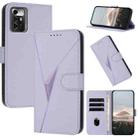 For ZTE Blade A72 5G Triangle Pattern Buckle Clasp Leather Phone Case(Light Purple) - 1