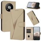 For ZTE Blade A73 5G Triangle Pattern Buckle Clasp Leather Phone Case(Gold) - 1