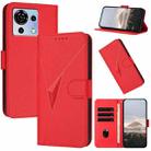 For ZTE Blade V50 Vita Triangle Pattern Buckle Clasp Leather Phone Case(Red) - 1
