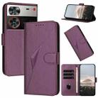For ZTE nubia Z60 Ultra Triangle Pattern Buckle Clasp Leather Phone Case(Dark Purple) - 1