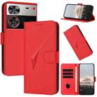 For ZTE nubia Z60 Ultra Triangle Pattern Buckle Clasp Leather Phone Case(Red) - 1