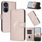 For ZTE Voyage 40 Triangle Pattern Buckle Clasp Leather Phone Case(Rose Gold) - 1