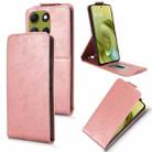 For Motorola Moto G86 5G Magnetic Vertical Flip Leather Phone Case with Buckle(Rose Gold) - 1