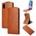 For Samsung Galaxy F06 5G / M06 5G Magnetic Vertical Flip Leather Phone Case with Buckle(Brown) - 1