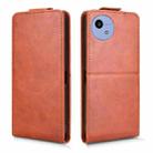 For Sharp Aquos wish5 Magnetic Vertical Flip Leather Phone Case with Buckle(Brown) - 2