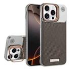 For iPhone 16 Pro Max Frameless Carbon Fiber Holder PC MagSafe Phone Case(Desert Gold) - 1