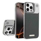For iPhone 16 Pro Max Frameless Carbon Fiber Holder PC MagSafe Phone Case(Titanium Gray) - 1