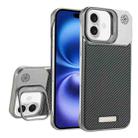 For iPhone 16 Frameless Carbon Fiber Holder PC MagSafe Phone Case(Titanium Gray) - 1
