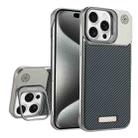 For iPhone 15 Pro Max Frameless Carbon Fiber Holder PC MagSafe Phone Case(Titanium Gray) - 1