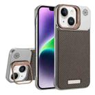 For iPhone 14 / 13 Frameless Carbon Fiber Holder PC MagSafe Phone Case(Desert Gold) - 1