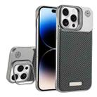 For iPhone 14 Pro Frameless Carbon Fiber Holder PC MagSafe Phone Case(Titanium Gray) - 1