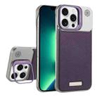 For iPhone 13 Pro Max Frameless Carbon Fiber Holder PC MagSafe Phone Case(Purple) - 1