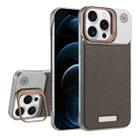 For iPhone 12 Pro Max Frameless Carbon Fiber Holder PC MagSafe Phone Case(Desert Gold) - 1