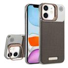For iPhone 11 Frameless Carbon Fiber Holder PC MagSafe Phone Case(Desert Gold) - 1