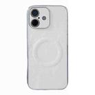 For iPhone 16 Plus Electroplating PC Snow Bark Texture MagSafe Phone Case(White) - 1
