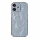 For iPhone 16 Plus Electroplating PC Snow Bark Texture MagSafe Phone Case(Grey) - 1