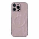 For iPhone 15 Pro Max Electroplating PC Snow Bark Texture MagSafe Phone Case(Pink) - 1