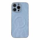 For iPhone 15 Pro Max Electroplating PC Snow Bark Texture MagSafe Phone Case(Blue) - 1