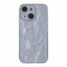 For iPhone 15 Plus Electroplating PC Snow Bark Texture MagSafe Phone Case(Grey) - 1