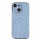 For iPhone 15 Plus Electroplating PC Snow Bark Texture MagSafe Phone Case(Blue) - 1