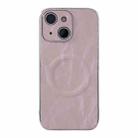 For iPhone 15 Electroplating PC Snow Bark Texture MagSafe Phone Case(Pink) - 1