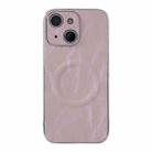 For iPhone 14 Electroplating PC Snow Bark Texture MagSafe Phone Case(Pink) - 1