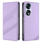 For Honor 70 Embossed Multi-functional Wallet Retro Leather Phone Case(Light Purple) - 2