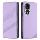 For Honor 80 Embossed Multi-functional Wallet Retro Leather Phone Case(Light Purple) - 2