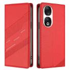 For Honor 90 Embossed Multi-functional Wallet Retro Leather Phone Case(Red) - 2