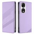 For Honor 90 Embossed Multi-functional Wallet Retro Leather Phone Case(Light Purple) - 2