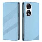 For Honor 90 Embossed Multi-functional Wallet Retro Leather Phone Case(Light Blue) - 2