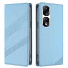 For Honor 90 Pro Embossed Multi-functional Wallet Retro Leather Phone Case(Light Blue) - 2