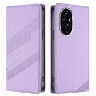 For Honor 200 Pro Embossed Multi-functional Wallet Retro Leather Phone Case(Light Purple) - 2