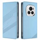 For Honor Magic6 Pro Embossed Multi-functional Wallet Retro Leather Phone Case(Light Blue) - 2